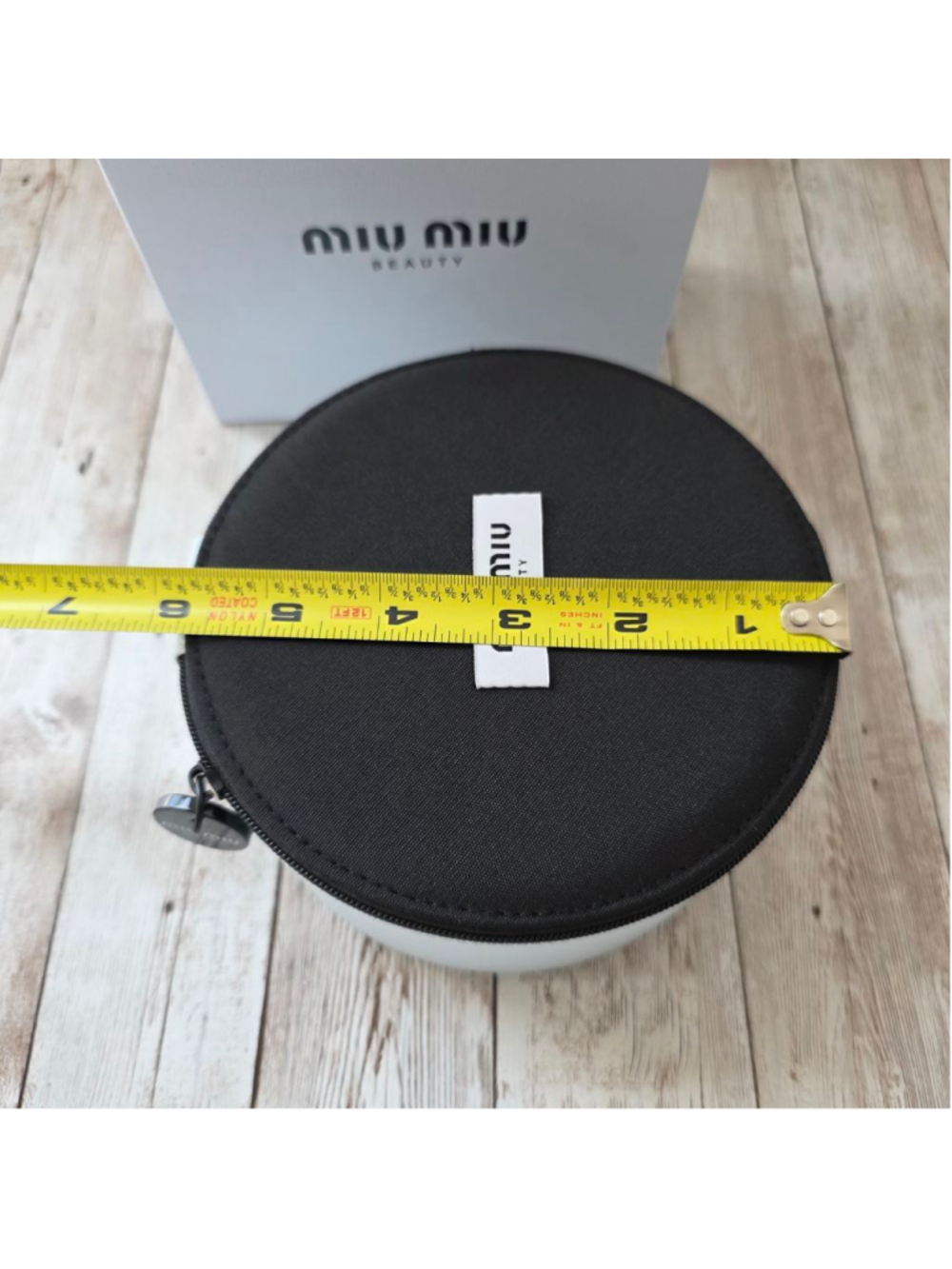 Miu Miu Light Blue and Black Round Cosmetic Bag NWOT - Picture 2 of 6